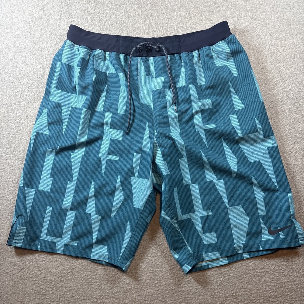 Nike Men's Swimming Trunks Blue Sz XL ALL OVER PRINT Beach Surf Swim Mesh Lined